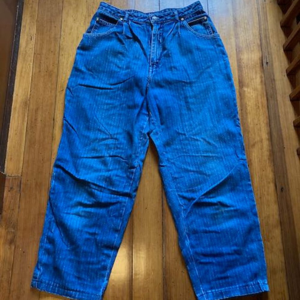Vintage cropped railroad denim/cotton pants